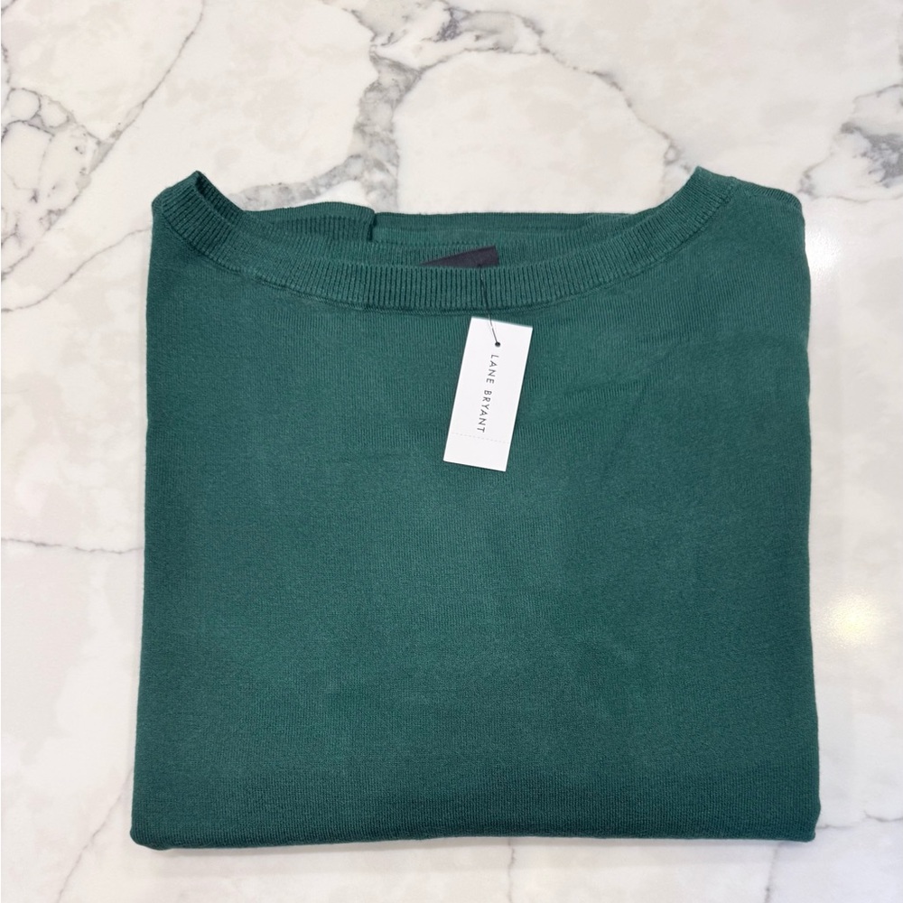 Lane Bryant Women’s Dark Green Classic Long Sleeve Boatneck Sweater Size: 10-12